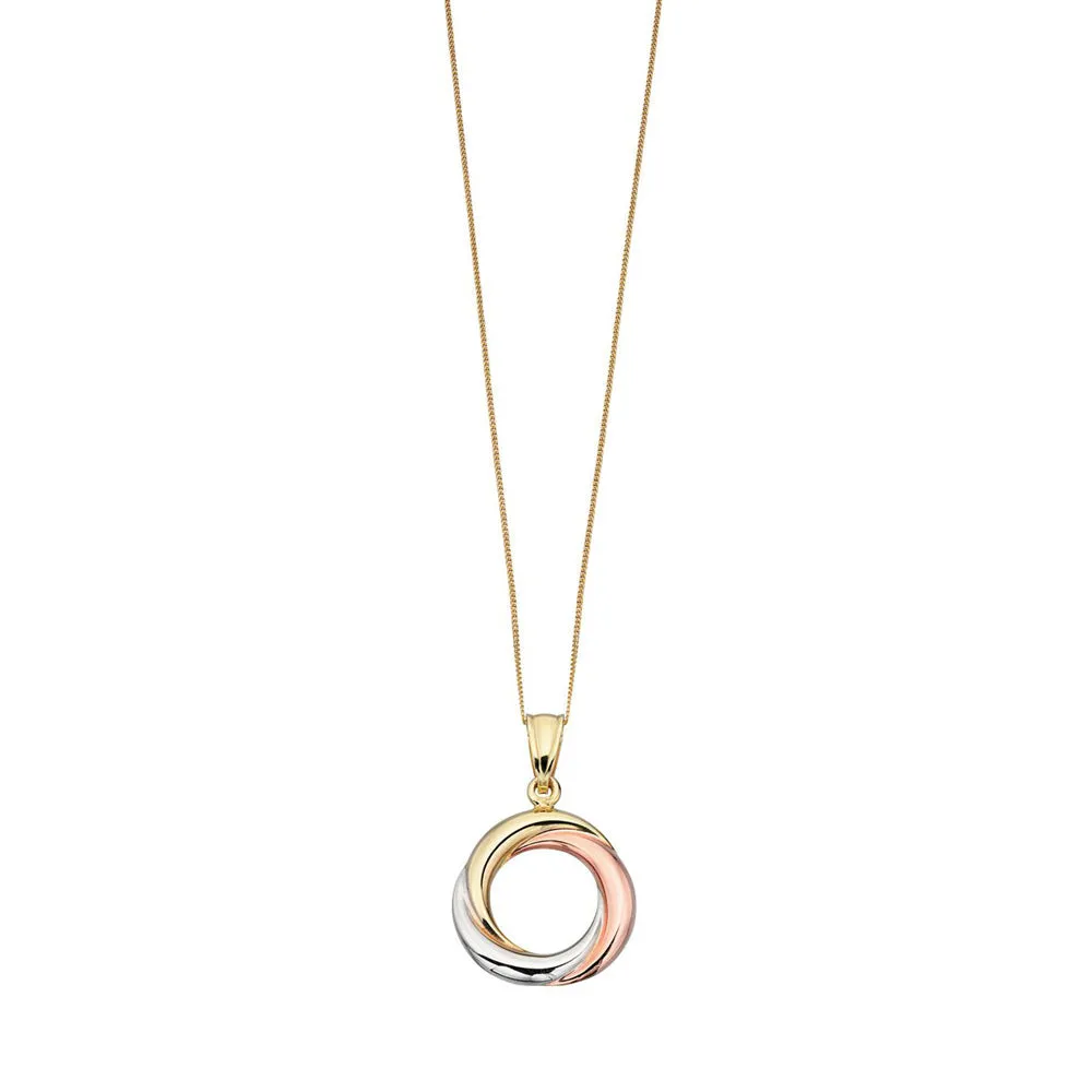 9ct Tricoloured Gold Entwined Circle Pendant Only GP821