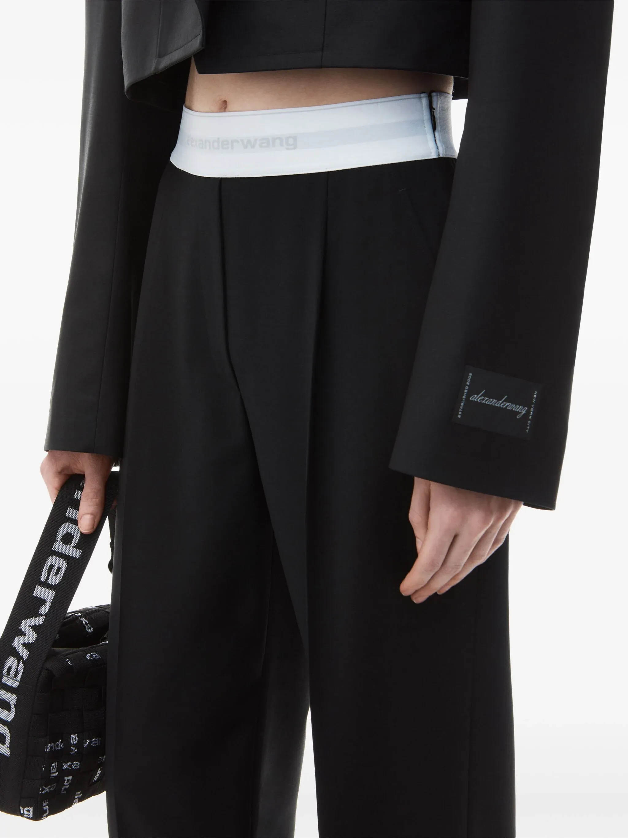 ALEXANDER WANG - Women High Waisted Pleated Pant With Logo Elastic