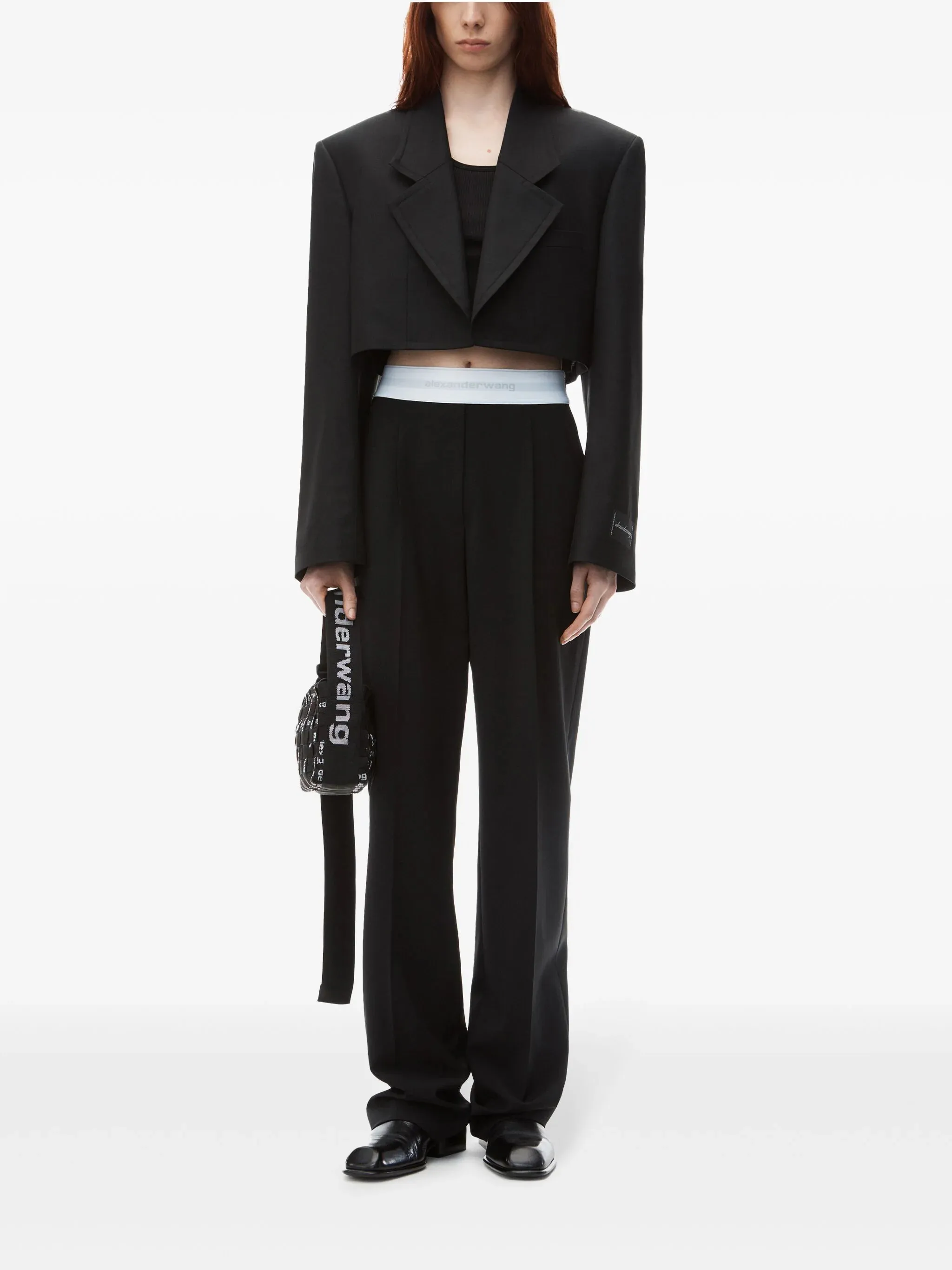 ALEXANDER WANG - Women High Waisted Pleated Pant With Logo Elastic