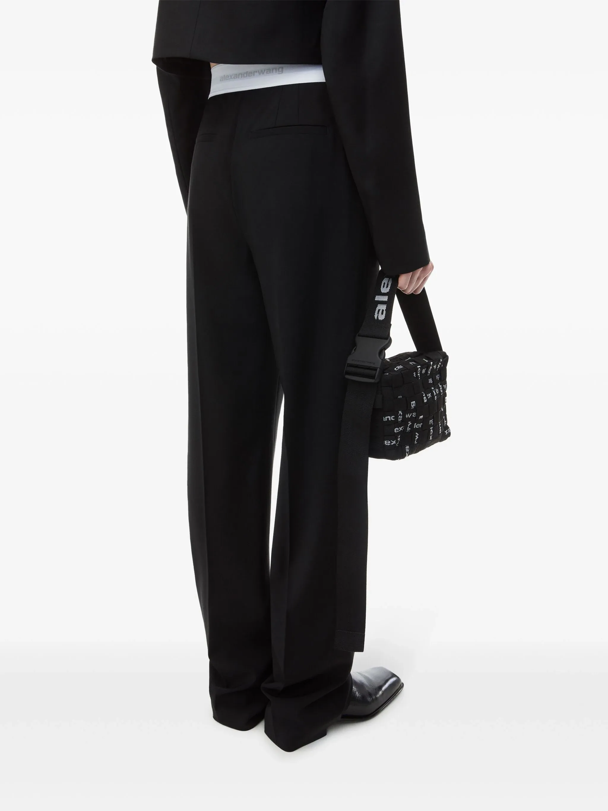 ALEXANDER WANG - Women High Waisted Pleated Pant With Logo Elastic