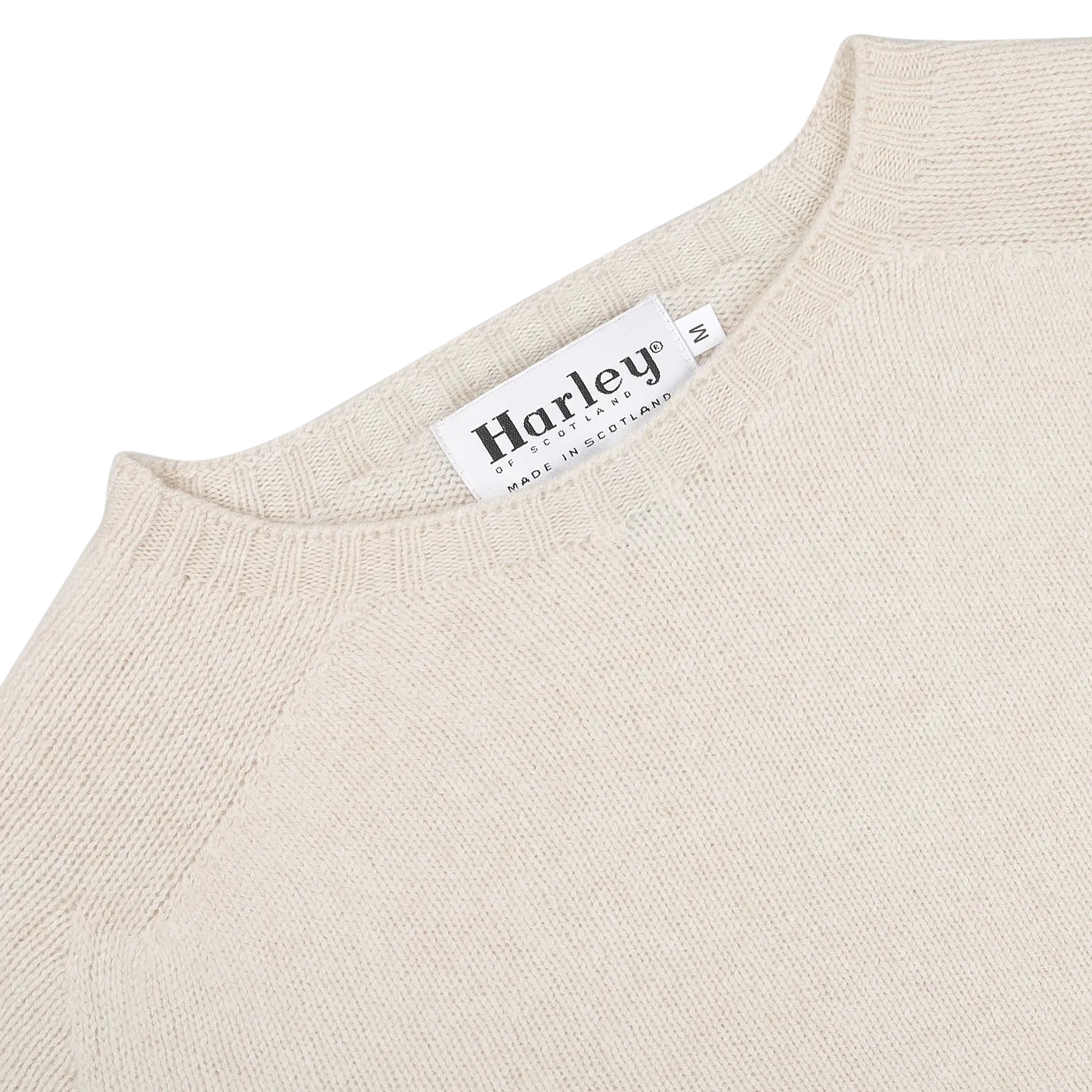 Almond White Extrafine Lambswool Crewneck
