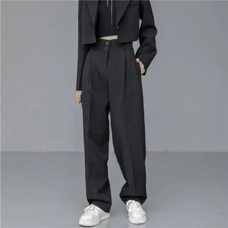 Amozae business casual outfits 2024 Spring and Summer Black Suit Short Coat Pants Suit Loose Short Suit Suit Women's Fashion