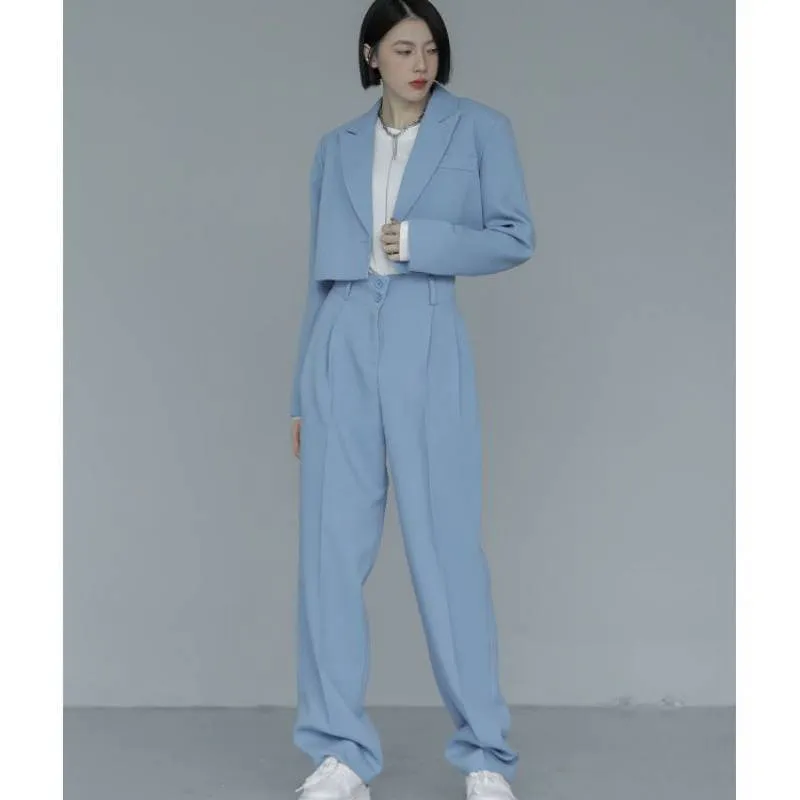 Amozae business casual outfits 2024 Spring and Summer Black Suit Short Coat Pants Suit Loose Short Suit Suit Women's Fashion