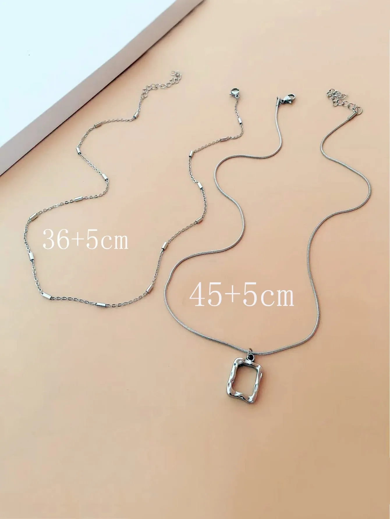 Amy Fashion - 2pcs/set Geo Charm Necklace
