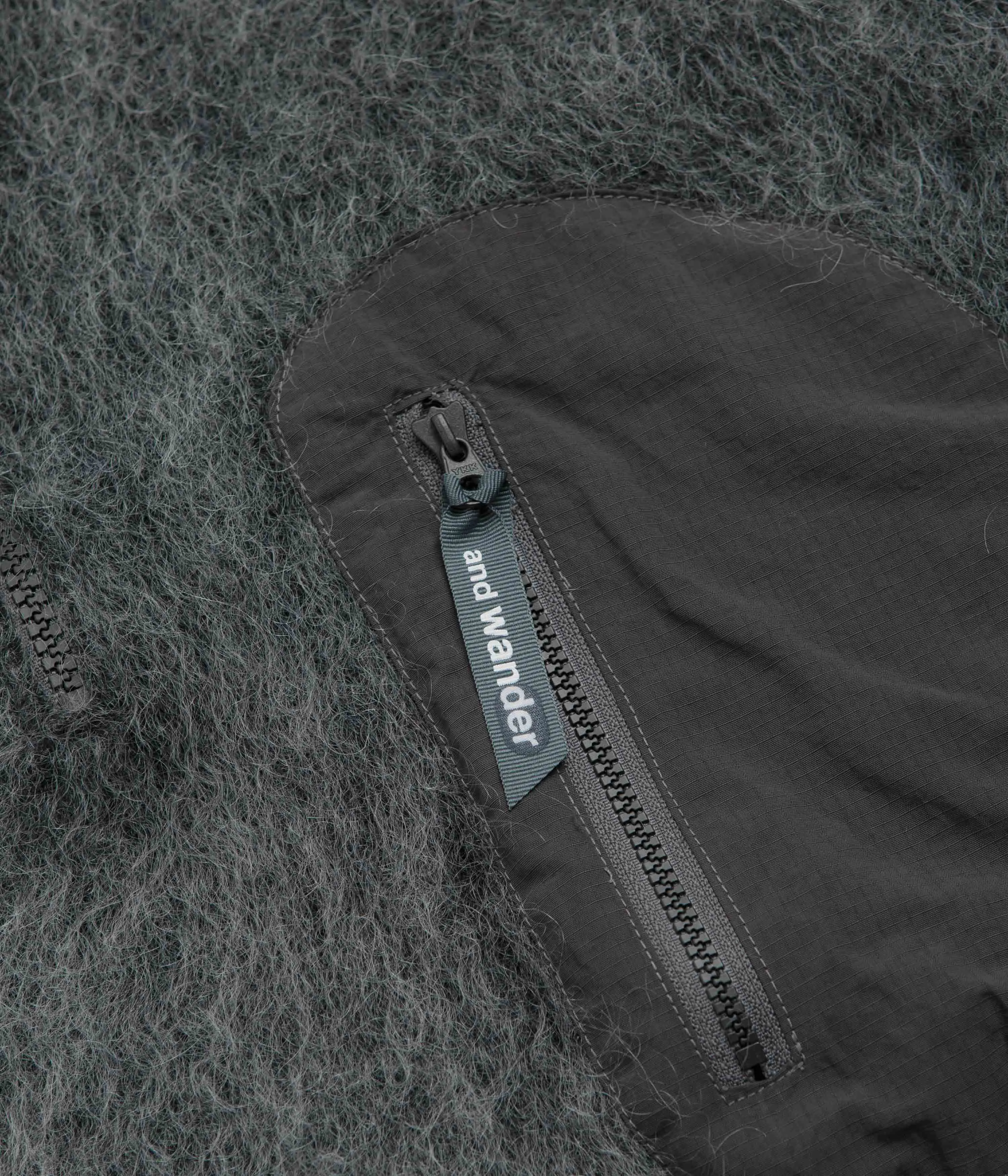 and wander Mohair Wool Hoodie - Grey