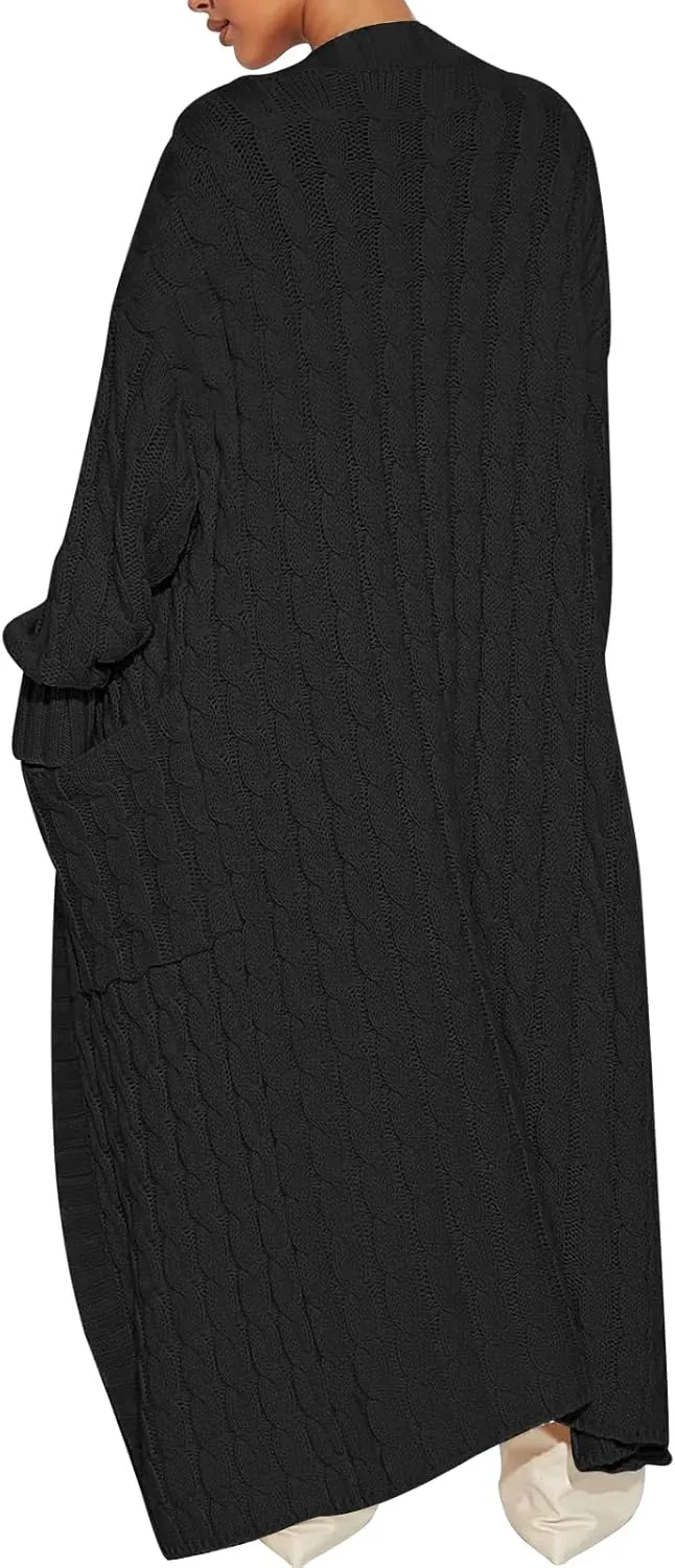 ANRABESS Womens Long Cardigan Sweater 2025 Oversized Coat Long Sleeve Open Front Knit Maxi Outwear Fall Trendy Jacket Clothes