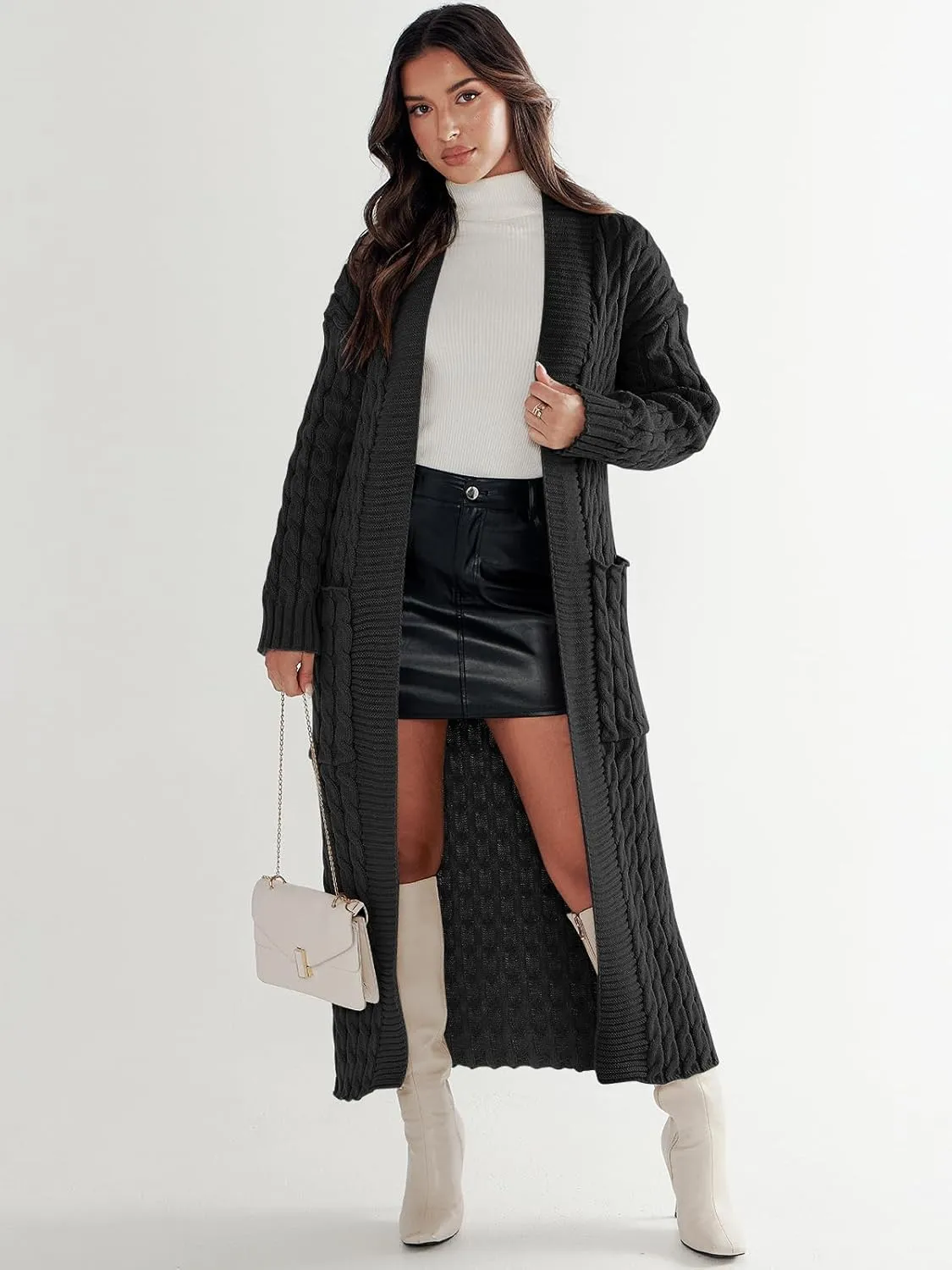 ANRABESS Womens Long Cardigan Sweater 2025 Oversized Coat Long Sleeve Open Front Knit Maxi Outwear Fall Trendy Jacket Clothes