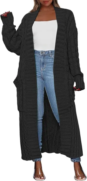 ANRABESS Womens Long Cardigan Sweater 2025 Oversized Coat Long Sleeve Open Front Knit Maxi Outwear Fall Trendy Jacket Clothes