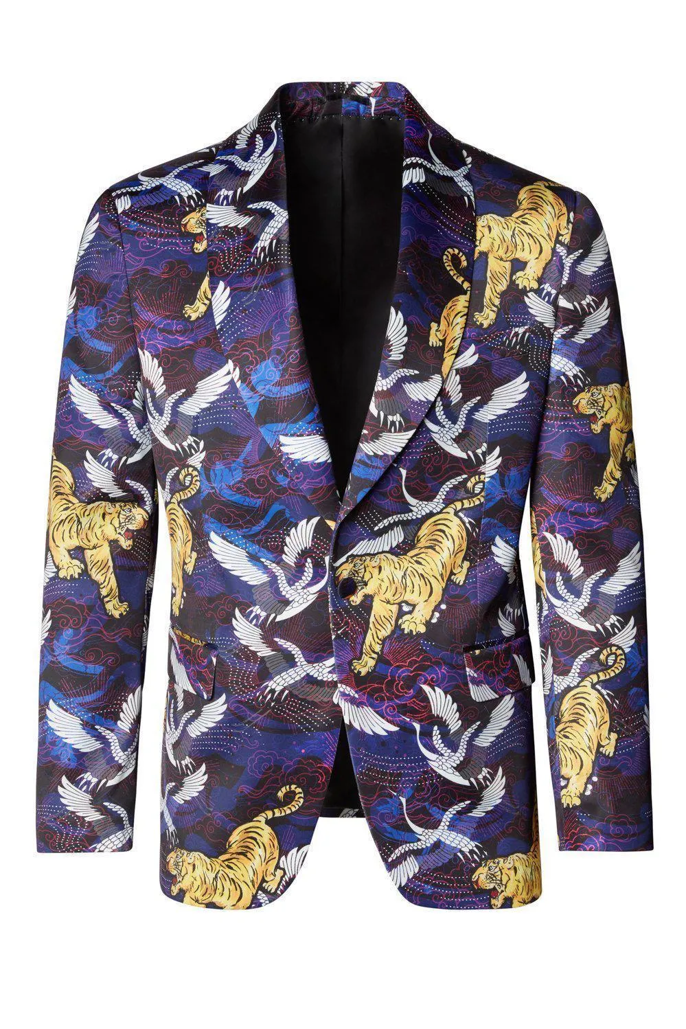 Asian Tiger Shawl Tuxedo Jacket - Purple