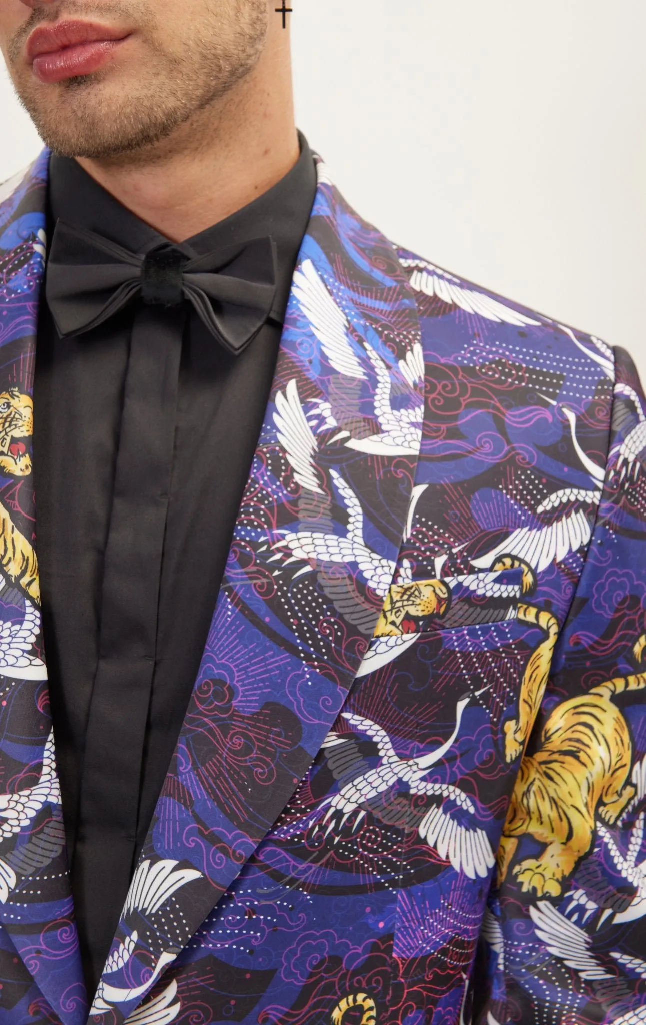 Asian Tiger Shawl Tuxedo Jacket - Purple
