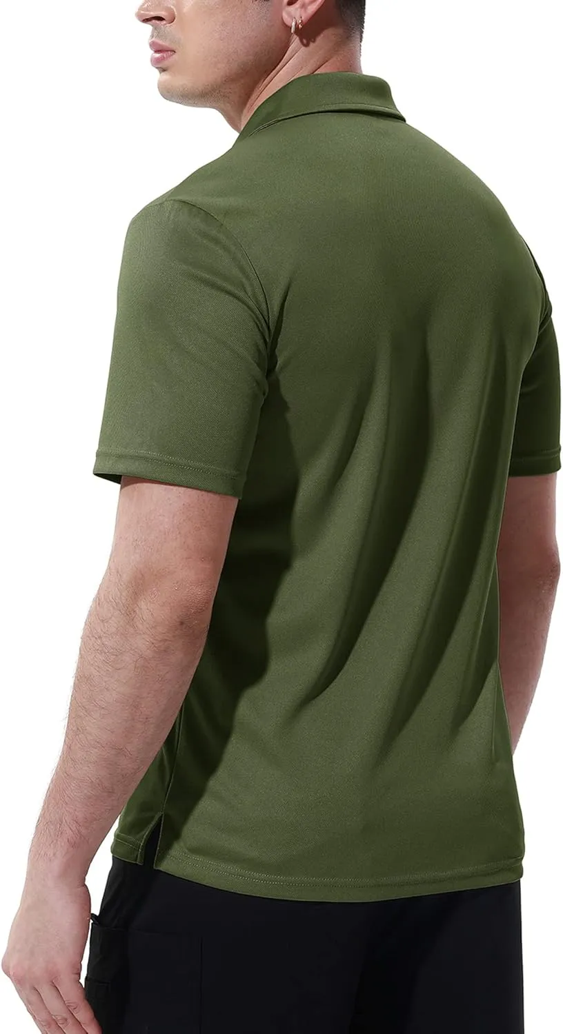 BASUDAM Men's Polo Shirts with Pocket Quick Dry Short Sleeve Active Performance