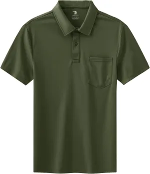 BASUDAM Men's Polo Shirts with Pocket Quick Dry Short Sleeve Active Performance