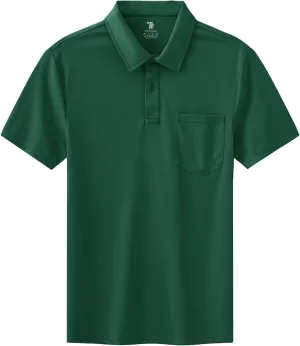 BASUDAM Men's Polo Shirts with Pocket Quick Dry Short Sleeve Active Performance