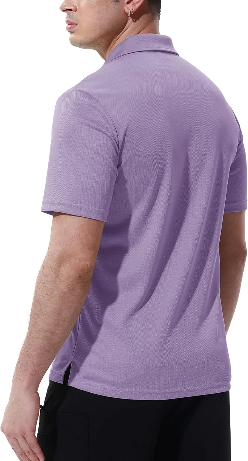 BASUDAM Men's Polo Shirts with Pocket Quick Dry Short Sleeve Active Performance