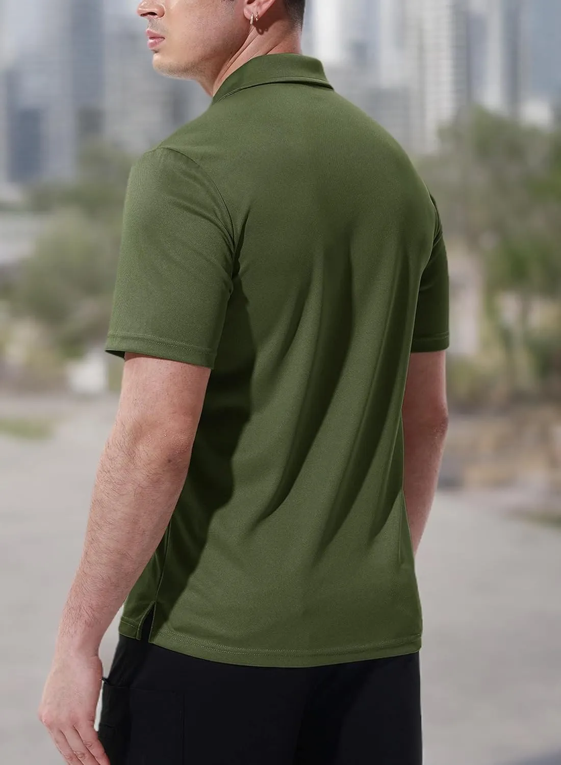 BASUDAM Men's Polo Shirts with Pocket Quick Dry Short Sleeve Active Performance