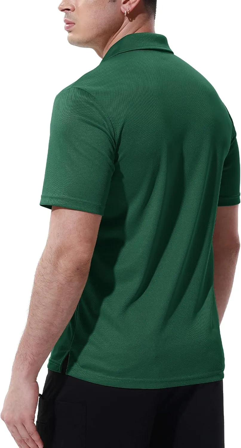 BASUDAM Men's Polo Shirts with Pocket Quick Dry Short Sleeve Active Performance