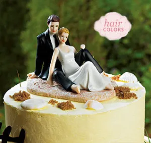 Beach Lounging Bride & Groom Cake Topper