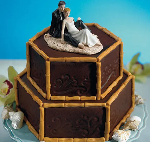Beach Lounging Bride & Groom Cake Topper