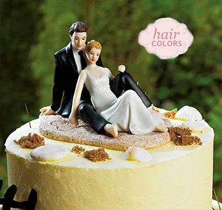 Beach Lounging Bride & Groom Cake Topper