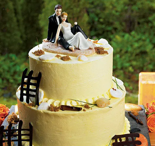 Beach Lounging Bride & Groom Cake Topper