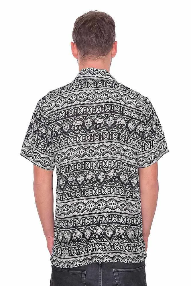 BLACK Hawaiian Aloha Short Sleeve