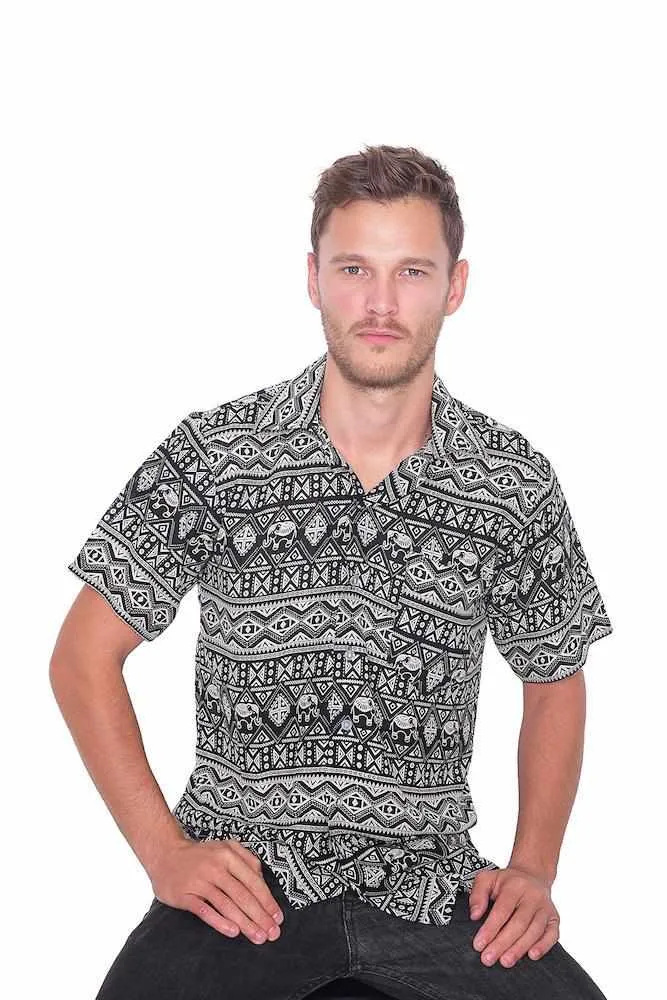 BLACK Hawaiian Aloha Short Sleeve