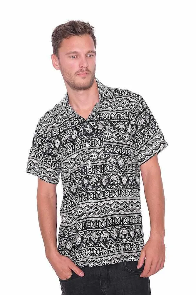 BLACK Hawaiian Aloha Short Sleeve