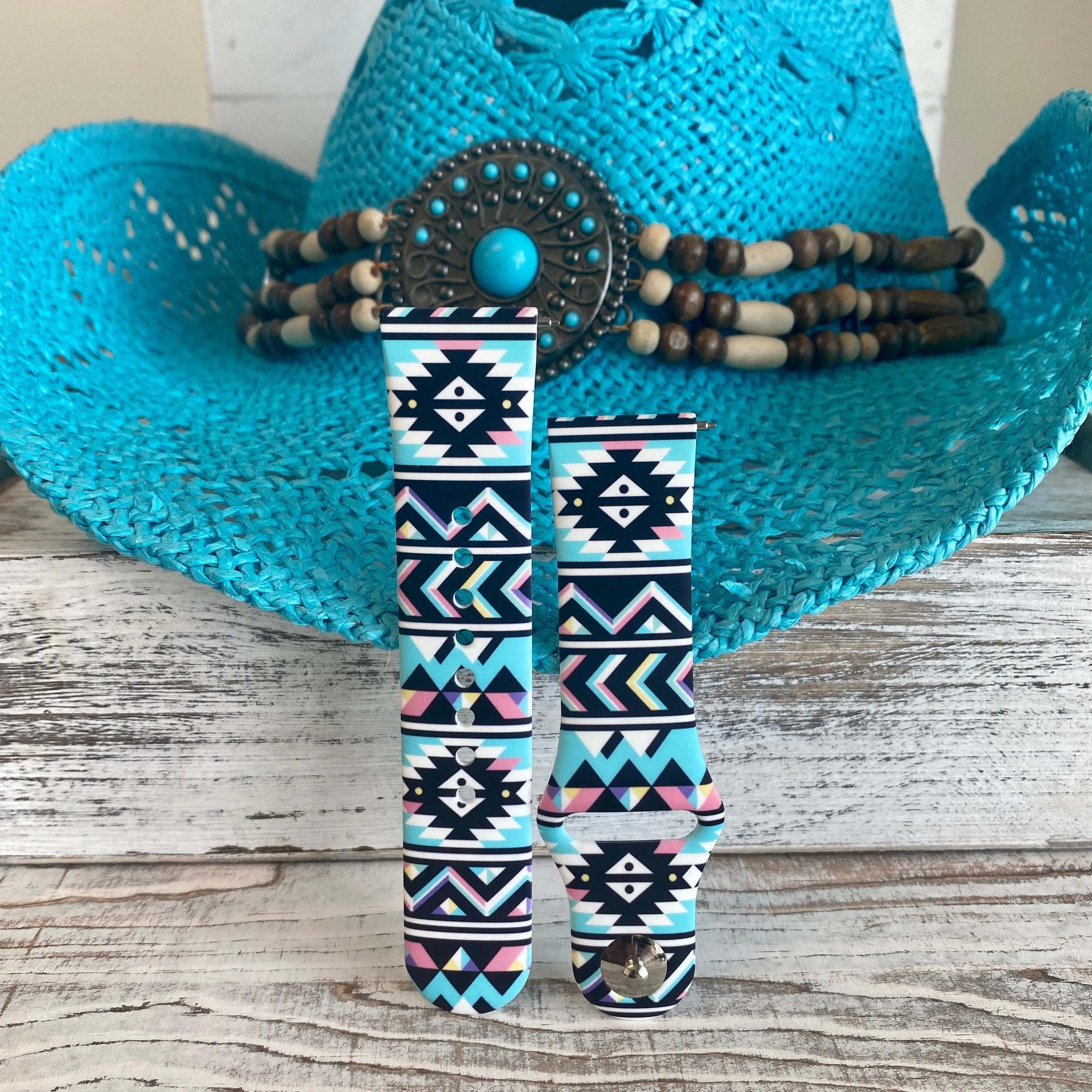 Boho-Chic Turquoise Print Silicone Band For Samsung Watch