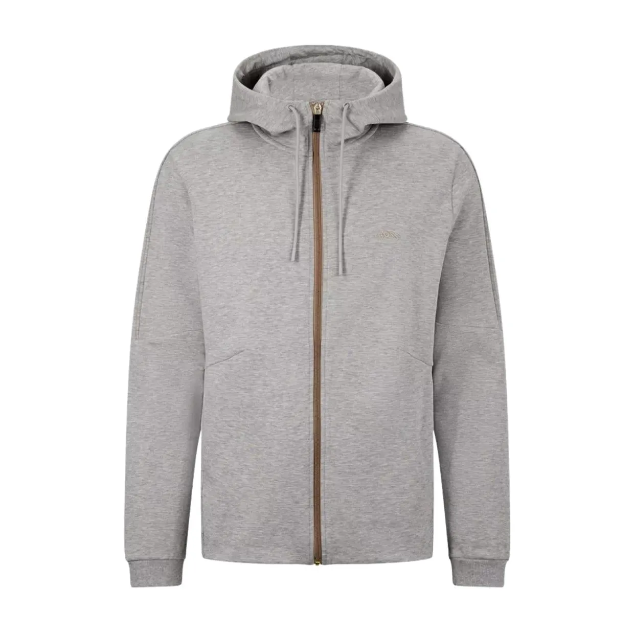 BOSS Saggy Grid Artwork Grey Zip Hoodie