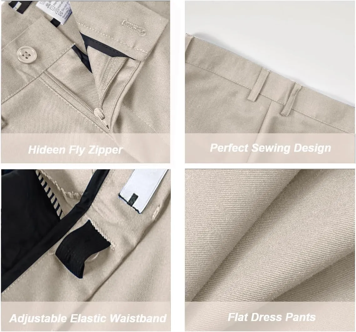 Boys Dress Pants Formal Flat Front Children School Uniform Pants for Boy