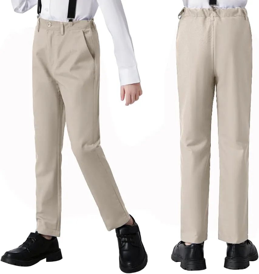 Boys Dress Pants Formal Flat Front Children School Uniform Pants for Boy