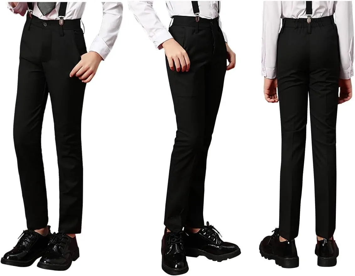 Boys Dress Pants Formal Flat Front Children School Uniform Pants for Boy
