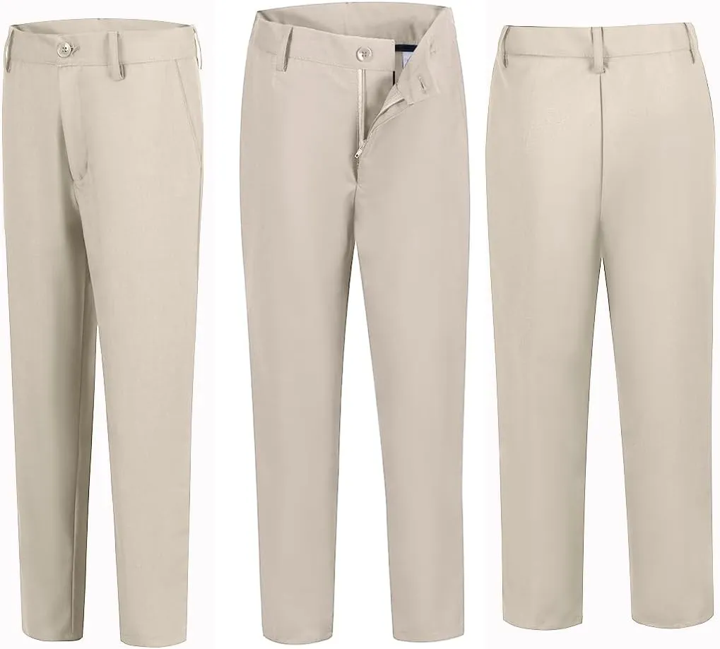 Boys Dress Pants Formal Flat Front Children School Uniform Pants for Boy