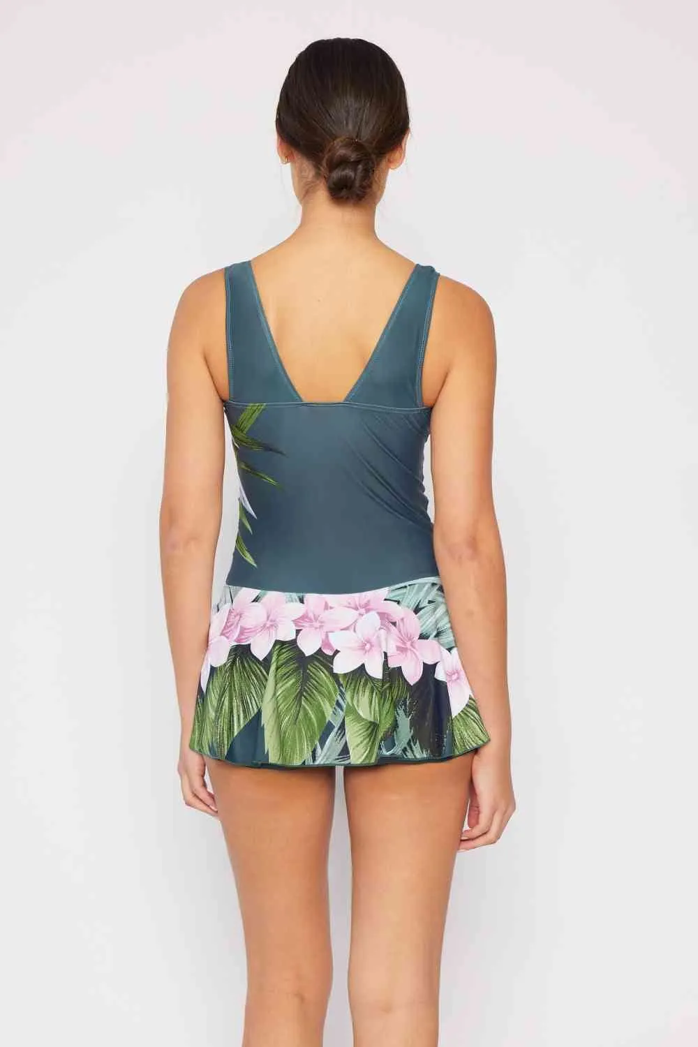 Clear Waters Women's Swim Dress in Aloha Forest