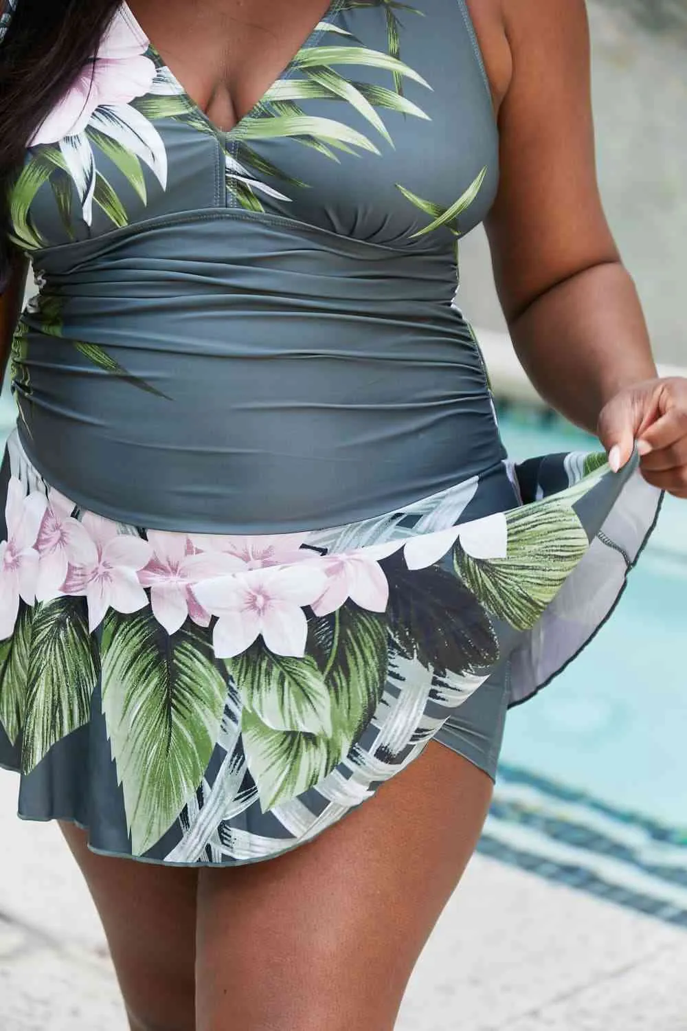 Clear Waters Women's Swim Dress in Aloha Forest