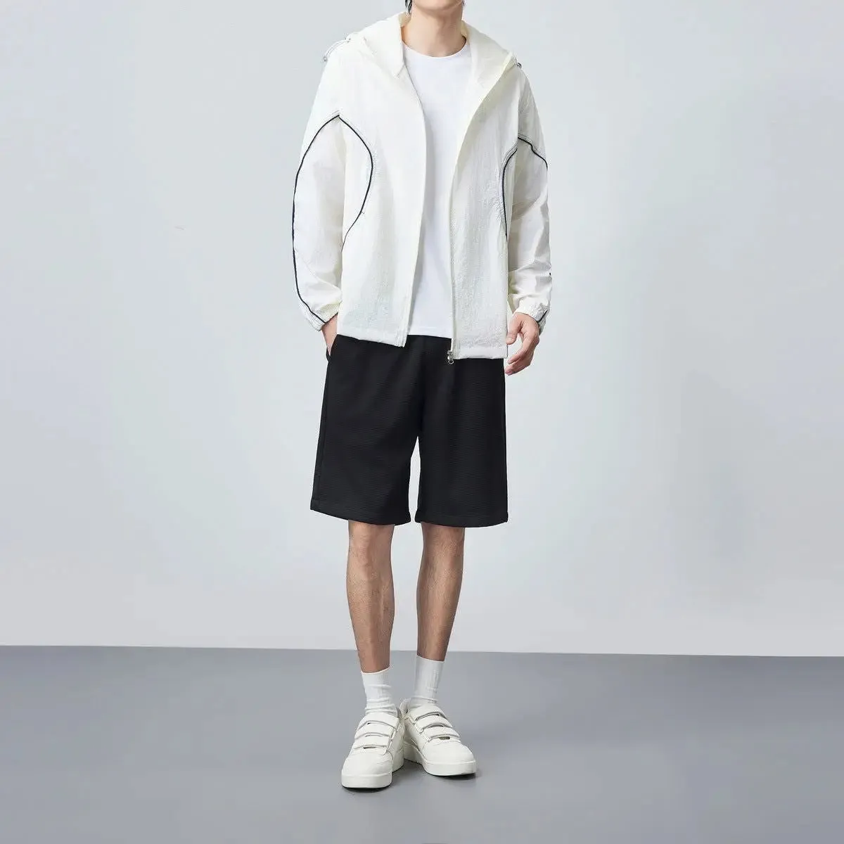 Contrast Colour Braid Outdoor Hoodie for Summer