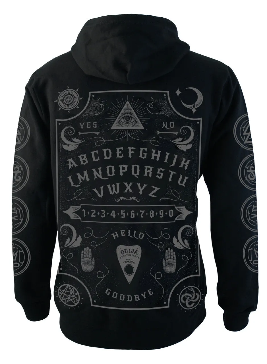 Darkside - OUIJA BOARD GREY PRINT - Men's Hooded Zip-Up Sweater - Black