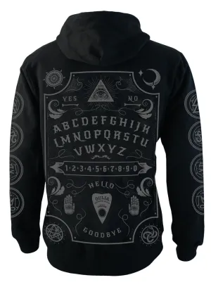 Darkside - OUIJA BOARD GREY PRINT - Men's Hooded Zip-Up Sweater - Black