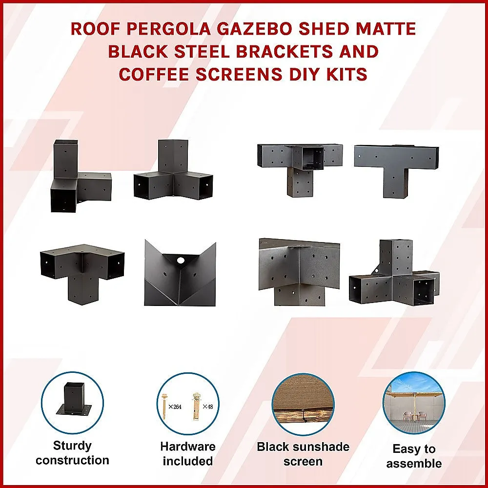 Durable Steel Pergola Brackets Kit with Coffee Screens