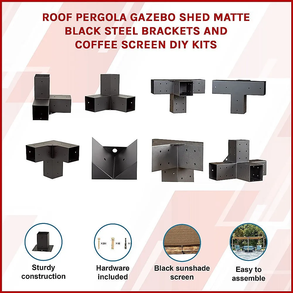 Durable Steel Pergola Brackets Set with Coffee Screens