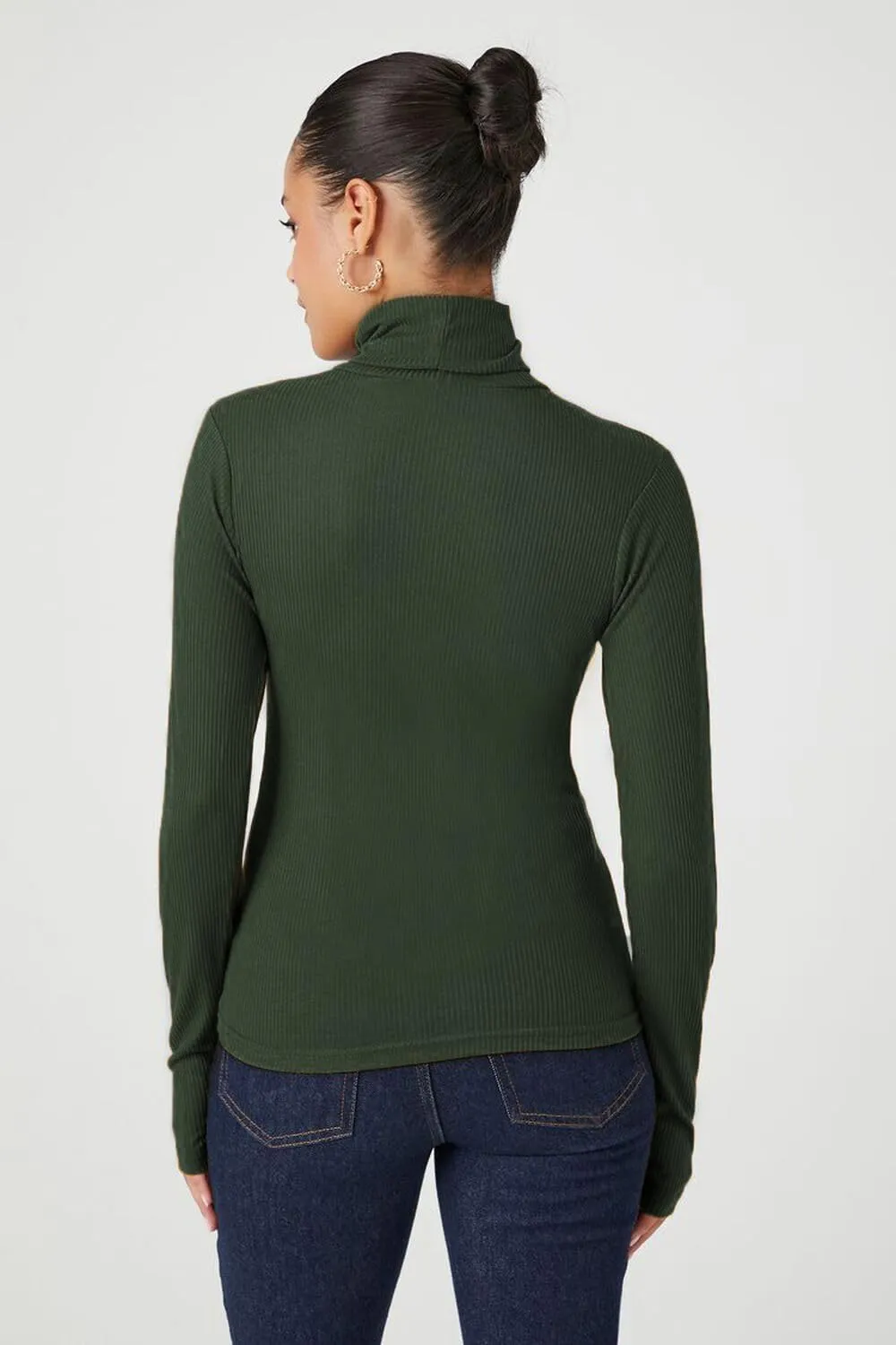 Emmalise Womens Turtleneck Top Long Sleeves Fitted Ribbed Top