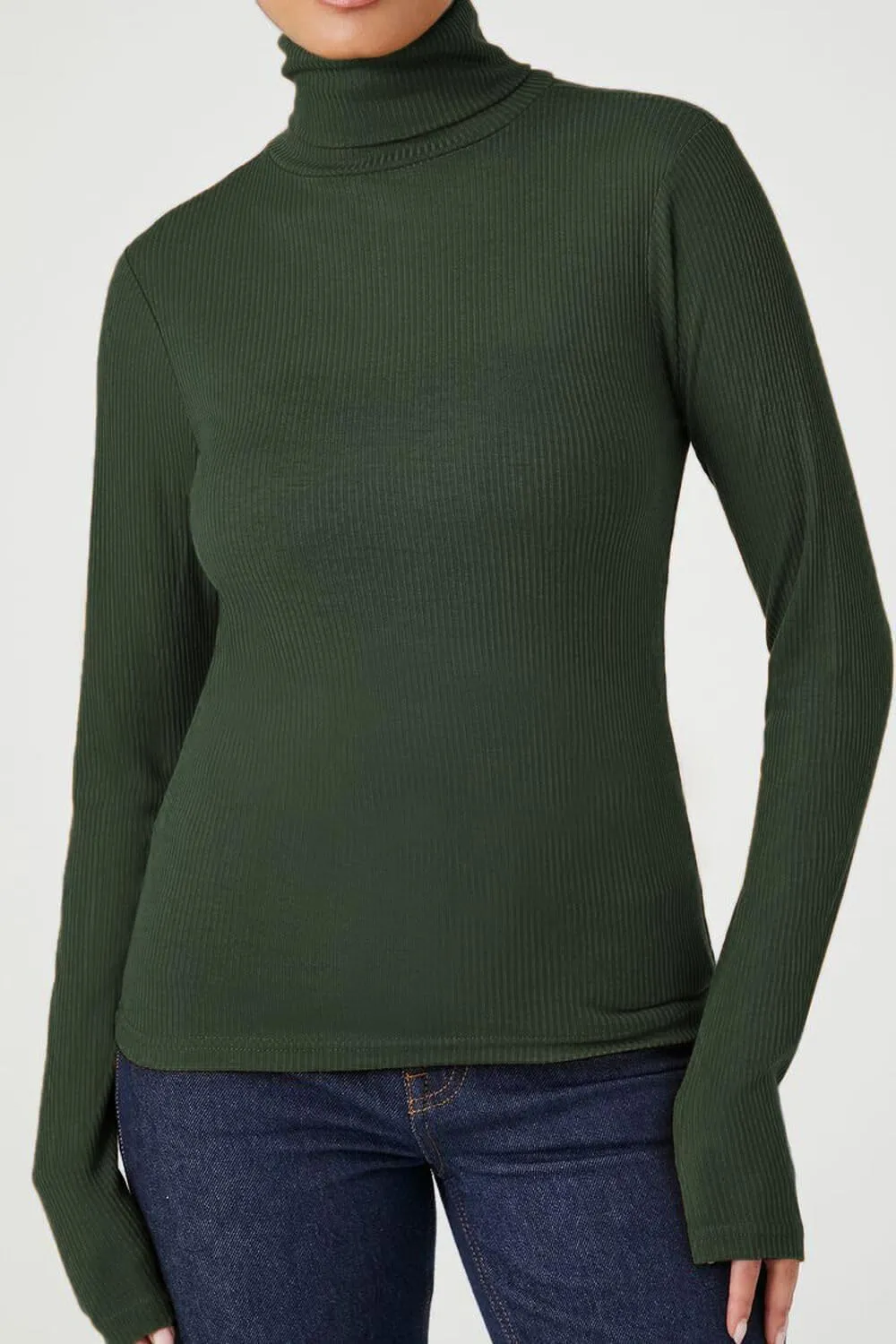 Emmalise Womens Turtleneck Top Long Sleeves Fitted Ribbed Top