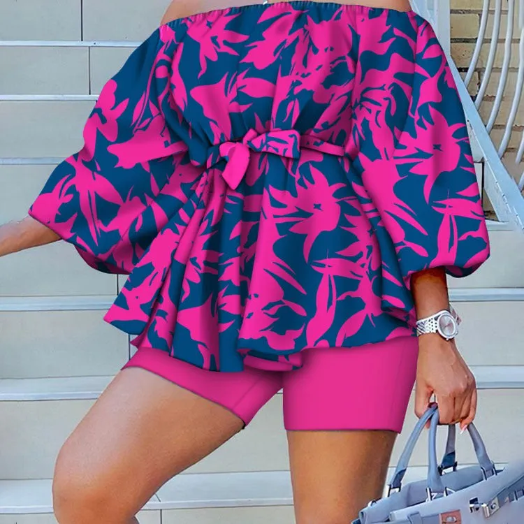 Fashion printed one-shoulder suit AY2674