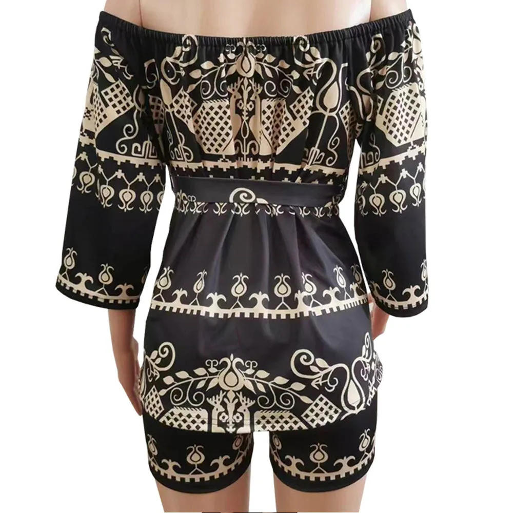 Fashion printed one-shoulder suit AY2674