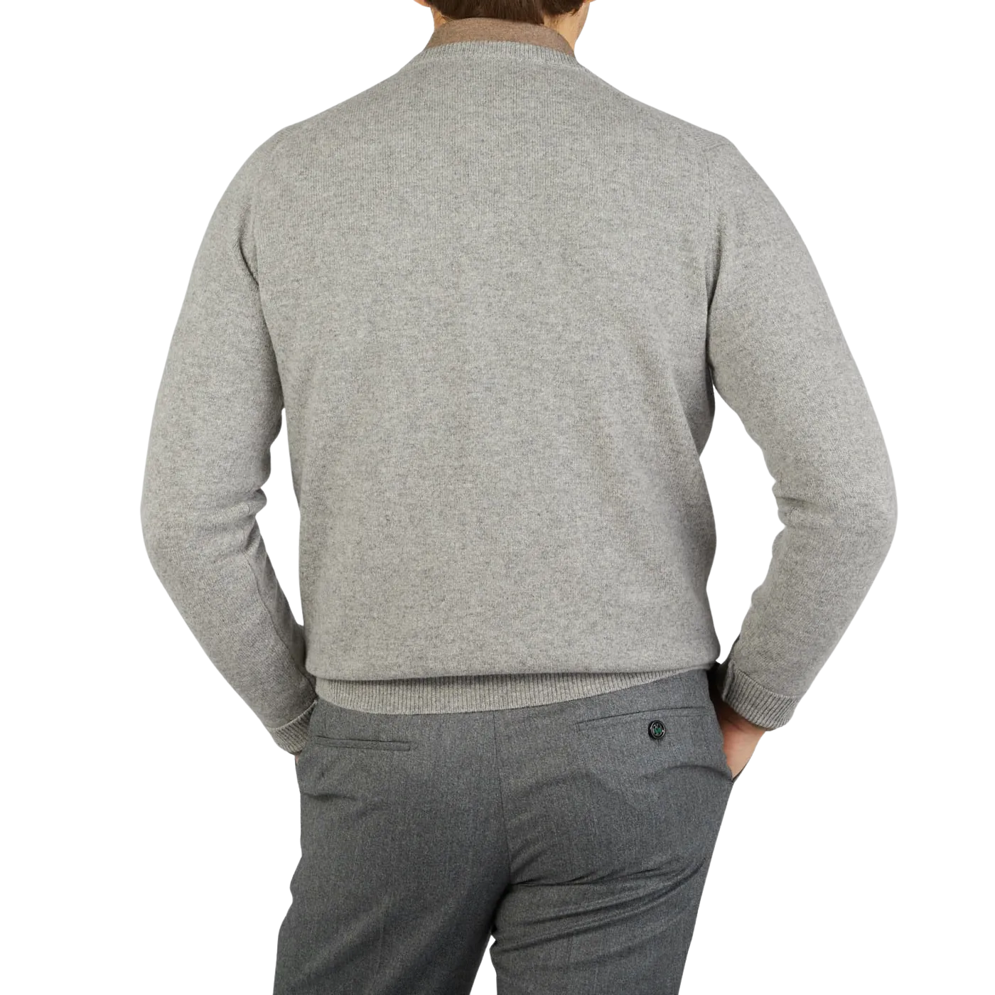 Flannel Grey V-Neck Lambswool Sweater