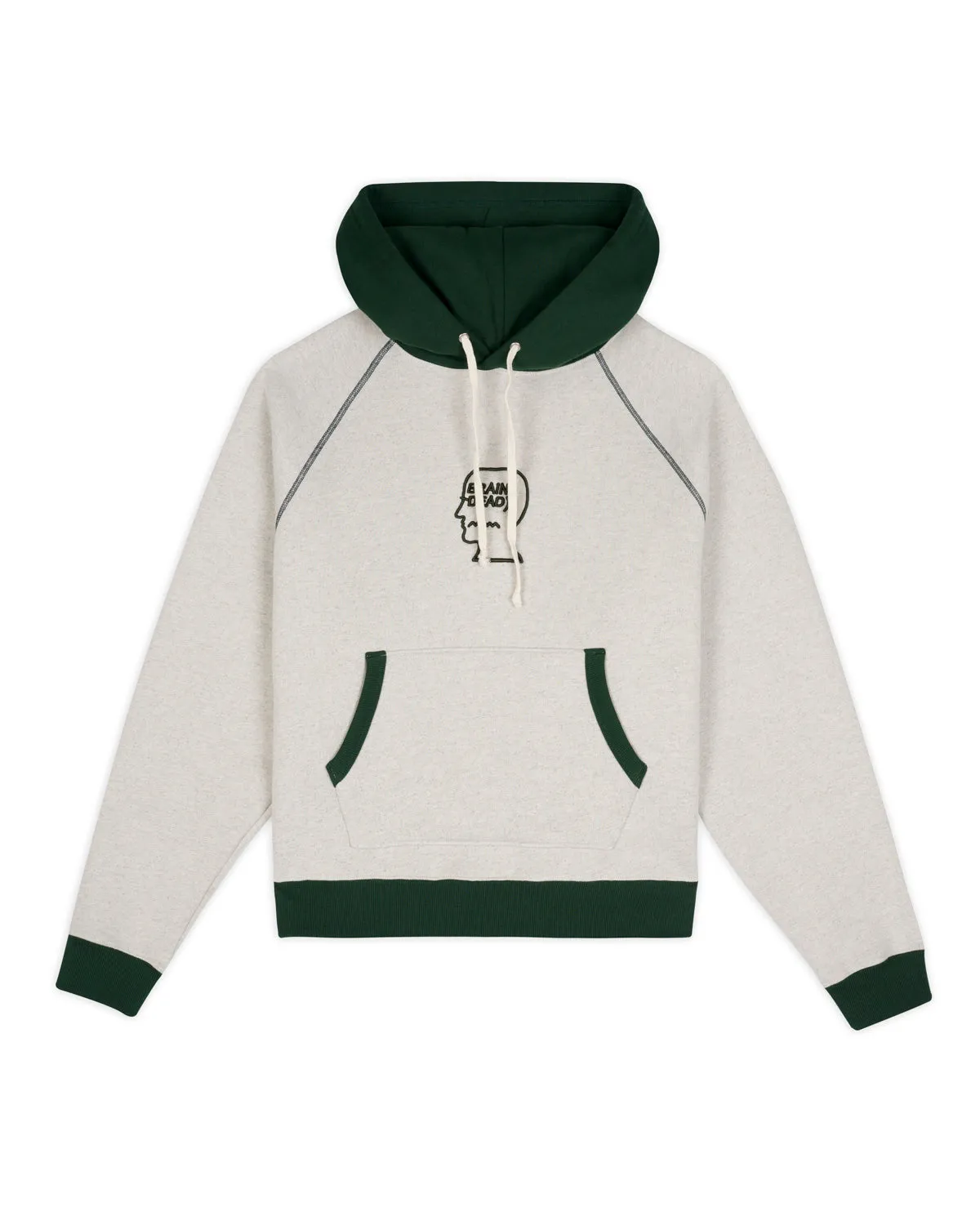 Fleece Logo Head Raglan Hoodie - Oatmeal Green
