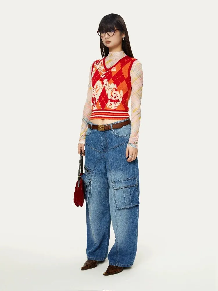 Floral knit casual vest【s0000007230】