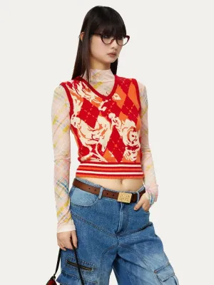 Floral knit casual vest【s0000007230】