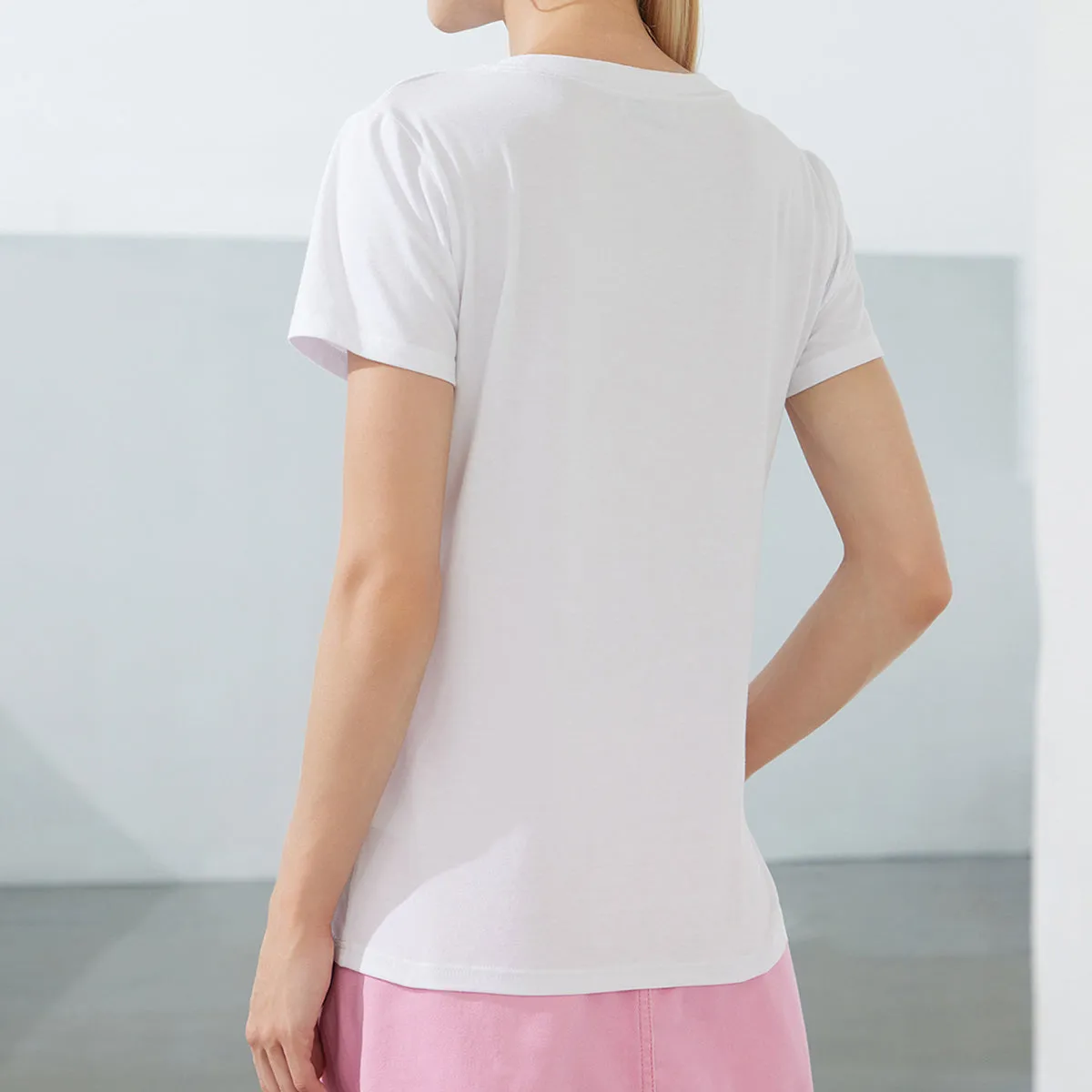 Floral Letter Round Neck Tee