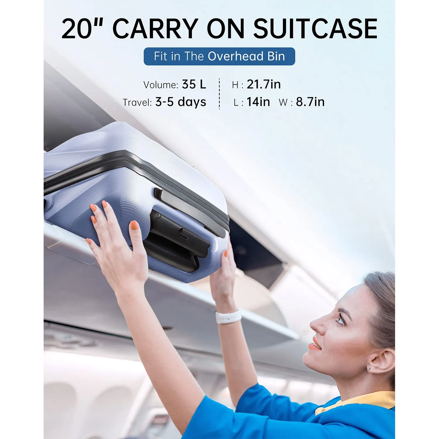 Globetrotter 20" Hardside Rolling Carry-on Stylish Suitcase